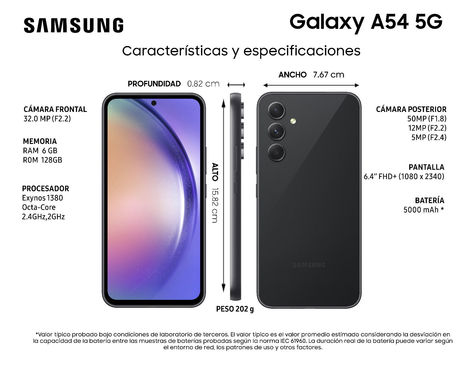 Samsung Galaxy A54 5G 256 GB - Negro