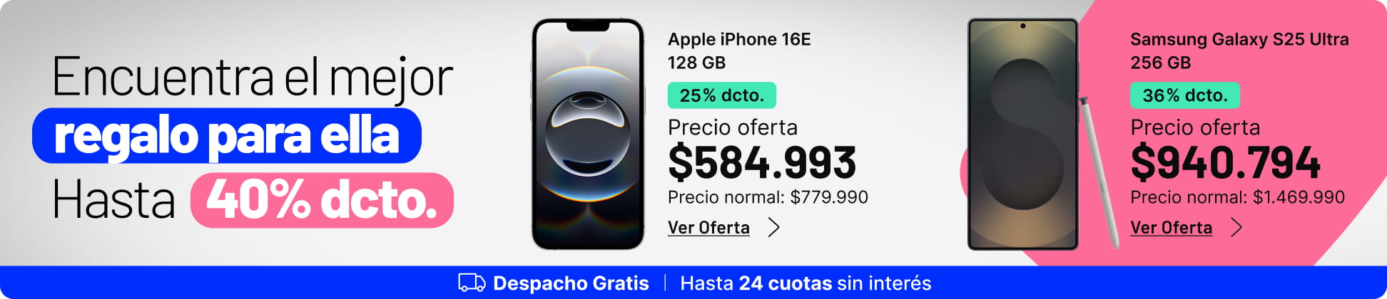 Encuentra el mejor regalo para ella, hasta 40% dcto.